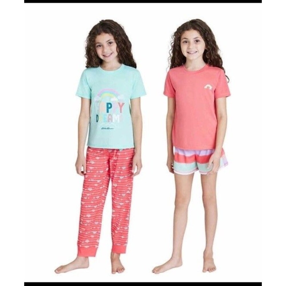 Eddie Bauer Youth 4-piece Pajama Set Adventure Awaits, S 7/8, Orange Color